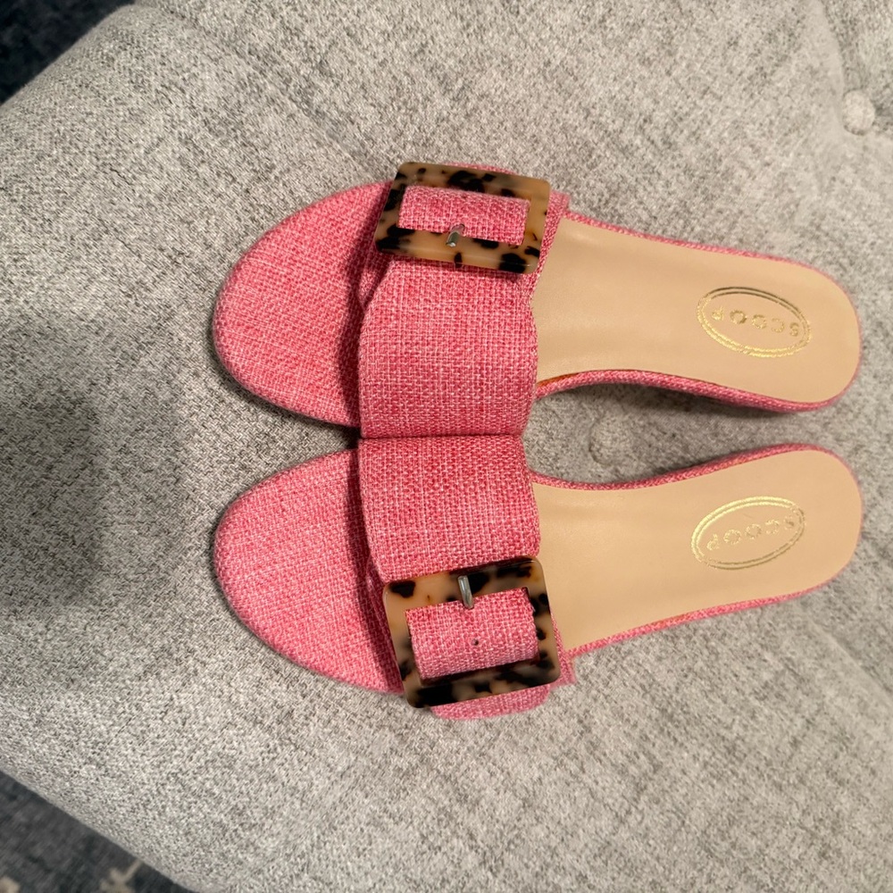 Scoop Pink Mules with Buckle Detail